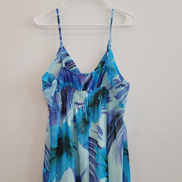 💕 She's Cool Blue Empire Waist Floral Maxi Dress XL - Picture 12 of 15